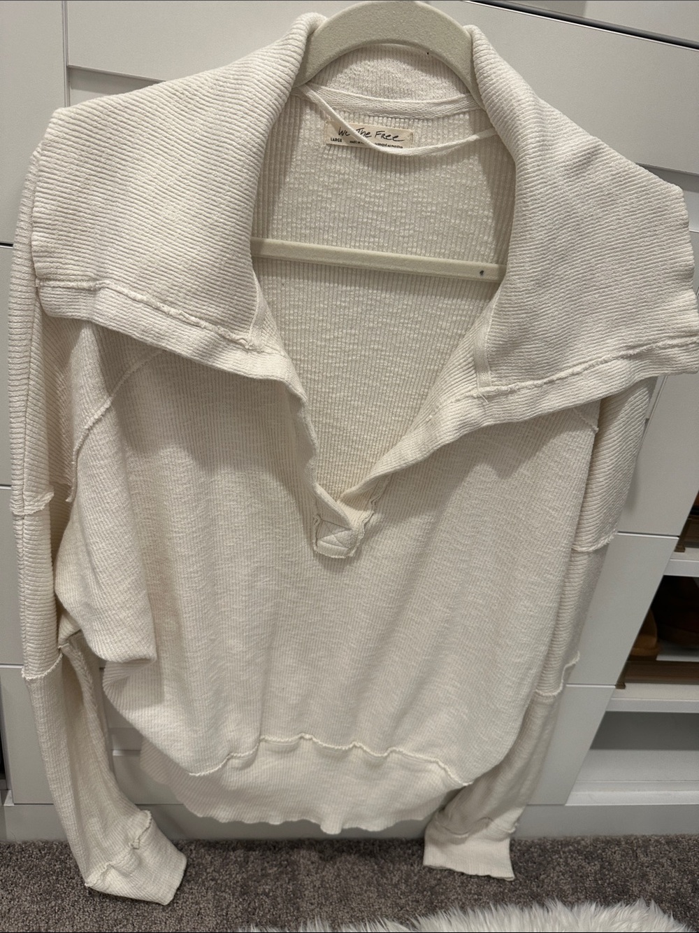 Free People Ivory Open Collar Pullover